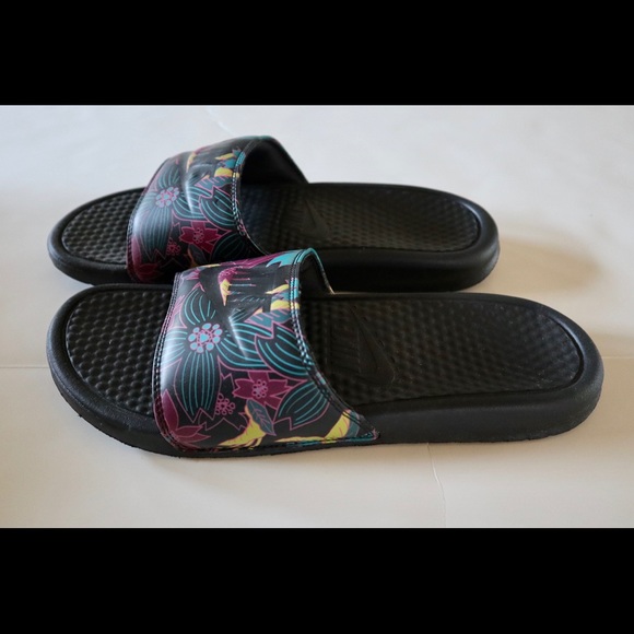 nike slides floral print